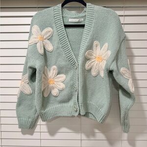 Altar'd State Mint Green Daisy Cardigan